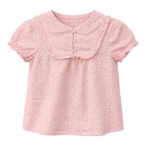 Mini Boden Kids Girls Light Pink Eyelet Blouse Shirt Top Spring Summer Size 7 8